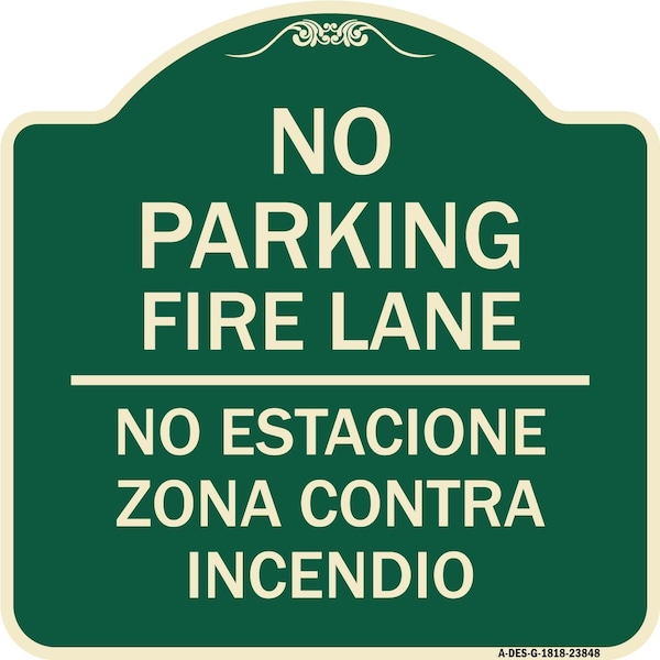 Signmission No Estacione Zona Contra Incendio Heavy-Gauge Aluminum Architectural Sign, 18" H, G-1818-23848 A-DES-G-1818-23848 - main